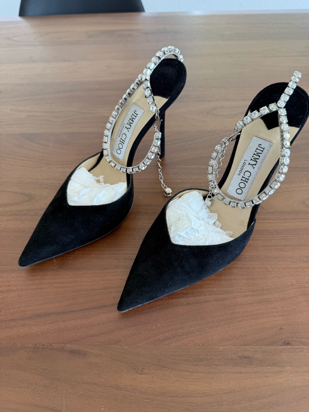 Jimmy Choo Saeda 100, Black Suede - Size EU 36